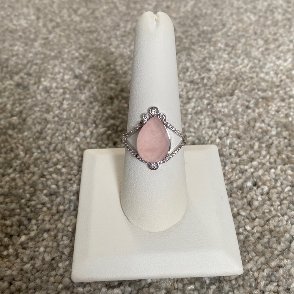 Genuine Pink Quartz Bomb Party Ring - Size 9